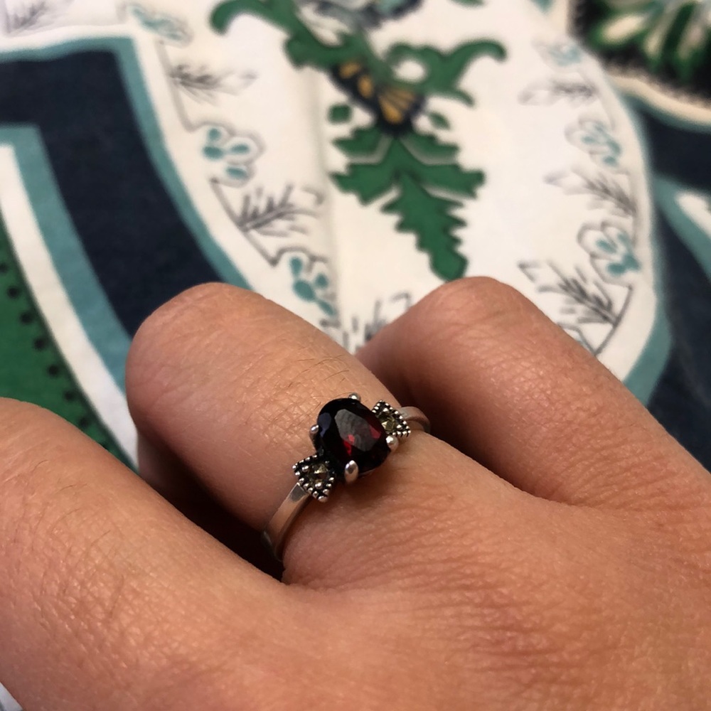 Sterling silver garnet ring